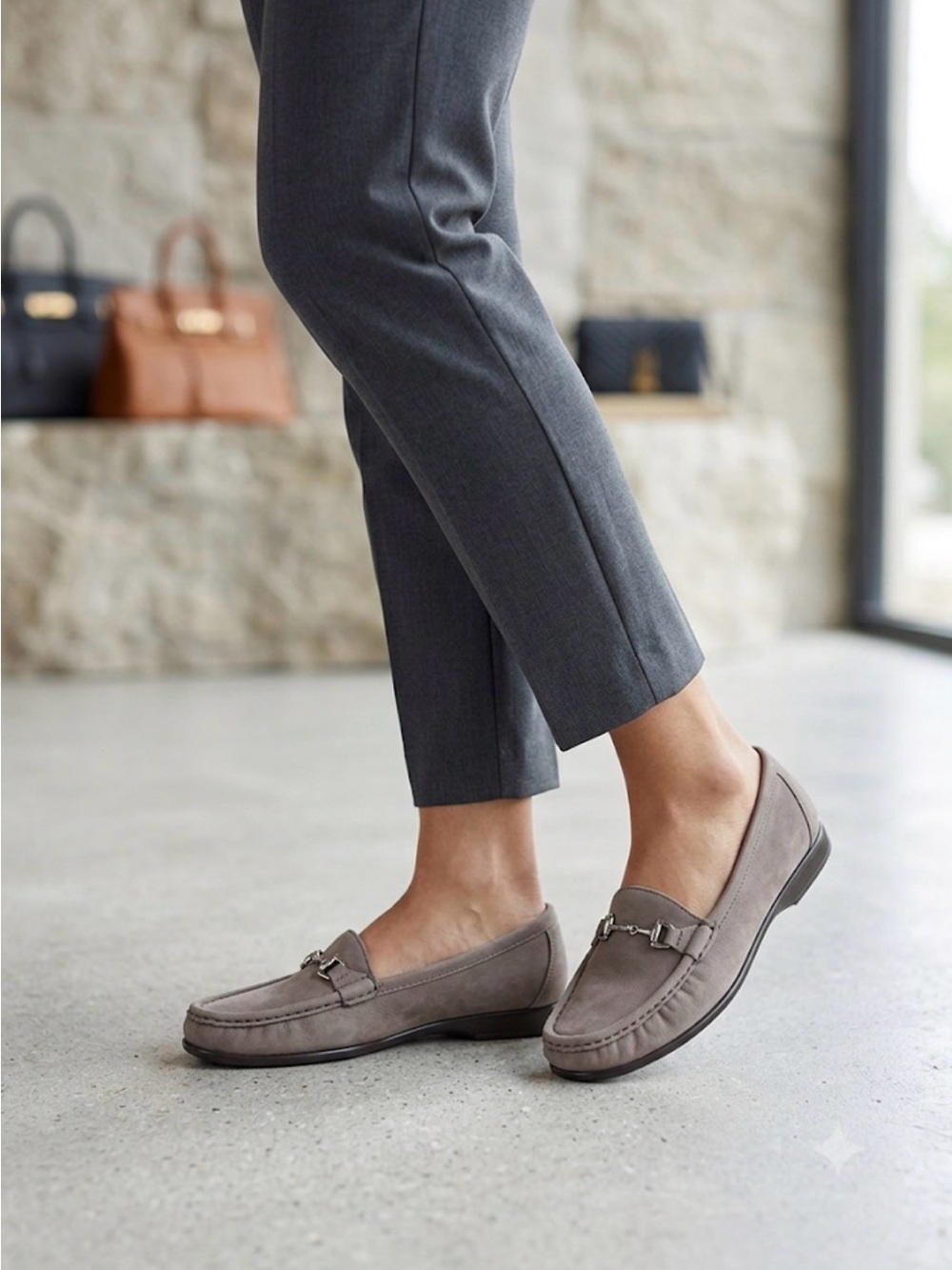 SAS Gray Suede Driving Loafers